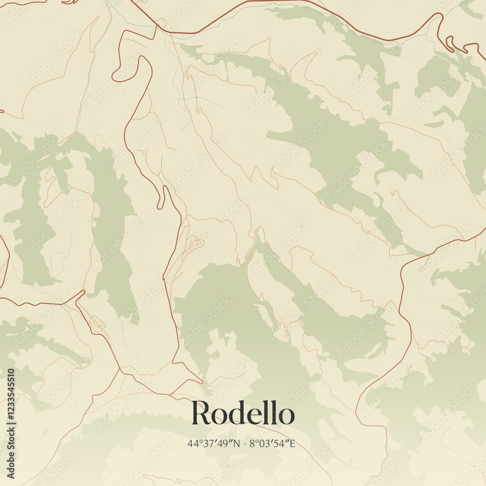 Naklejka premium Vintage map of Rodello, Italy.