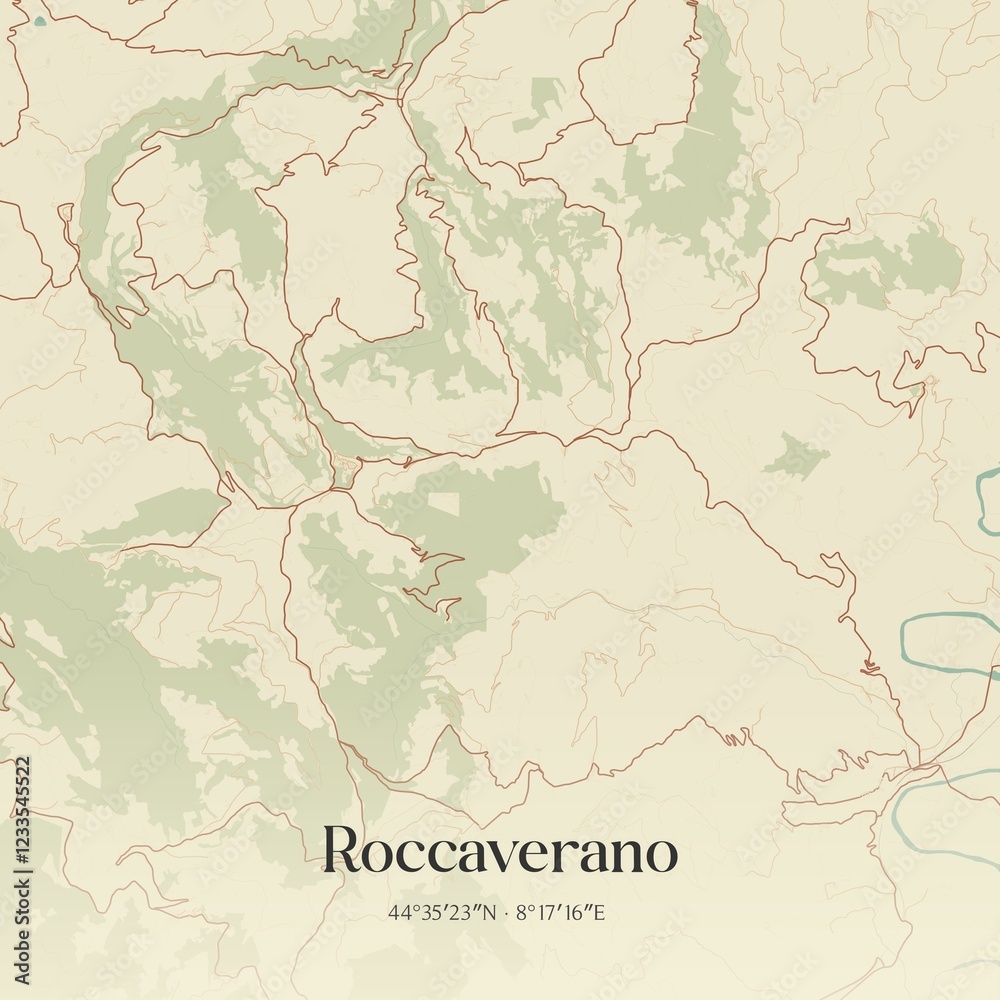 Obraz premium Vintage map of Roccaverano, Italy.