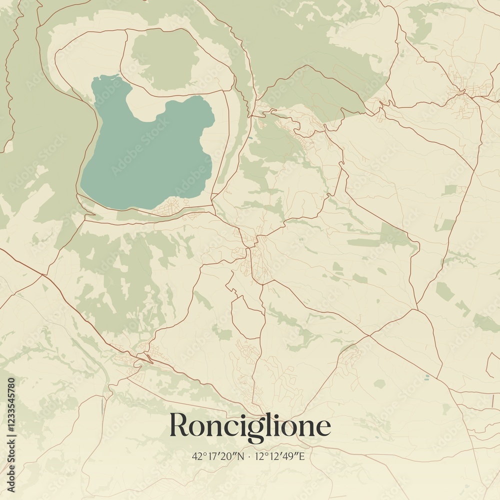 Fototapeta premium Vintage map of Ronciglione, Italy.