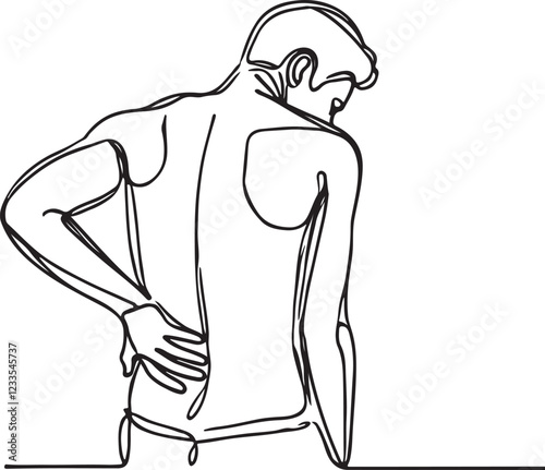 Line Drawing of Man Suffering from Back Pain