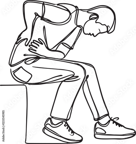 Line Drawing of Man Suffering from Back Pain