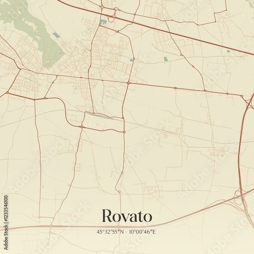 Vintage map of Rovato, Italy. photo