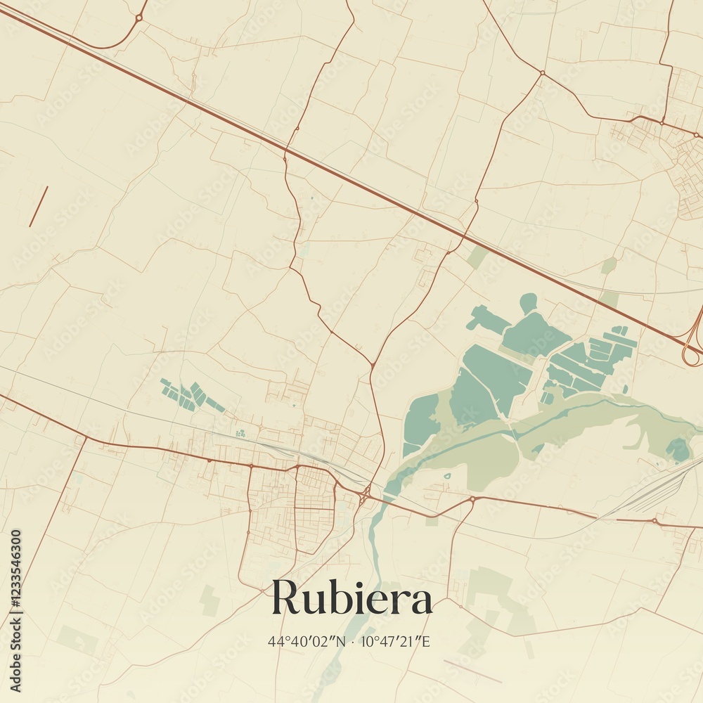 Obraz premium Vintage map of Rubiera, Italy.