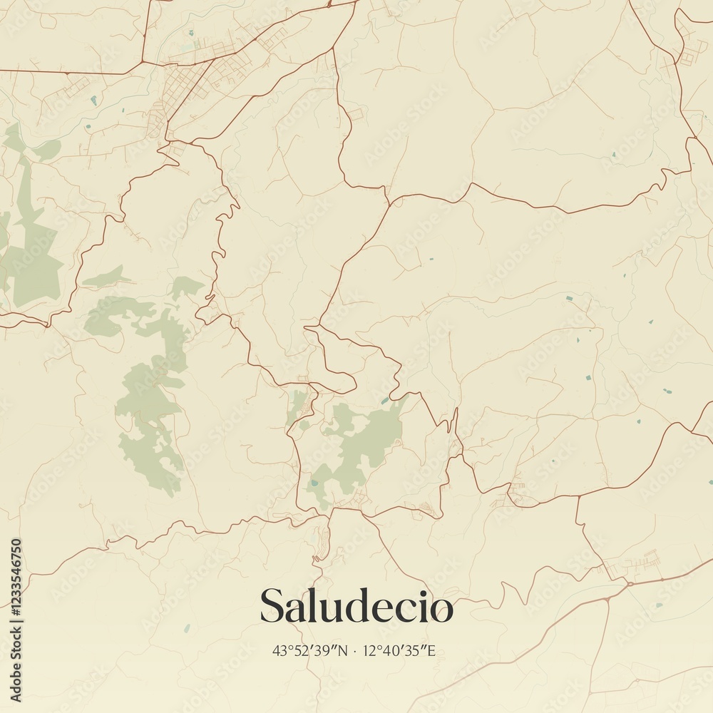 Naklejka premium Vintage map of Saludecio, Italy.