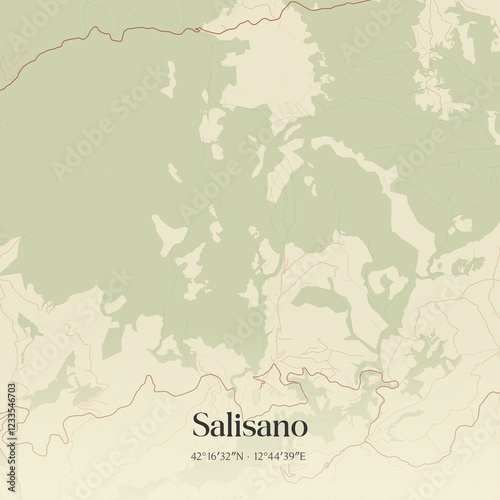 Vintage map of Salisano, Italy. photo