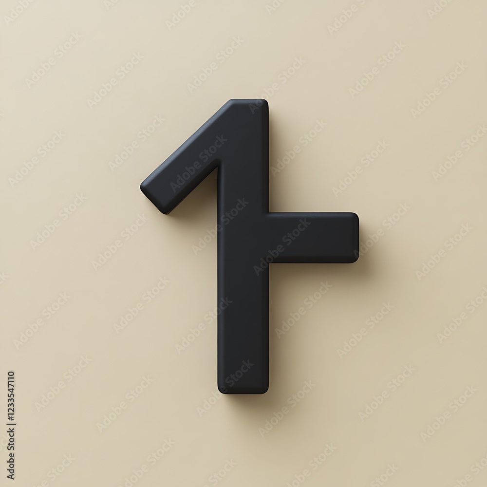 Obraz premium A Three Dimensional Black Number One On Beige