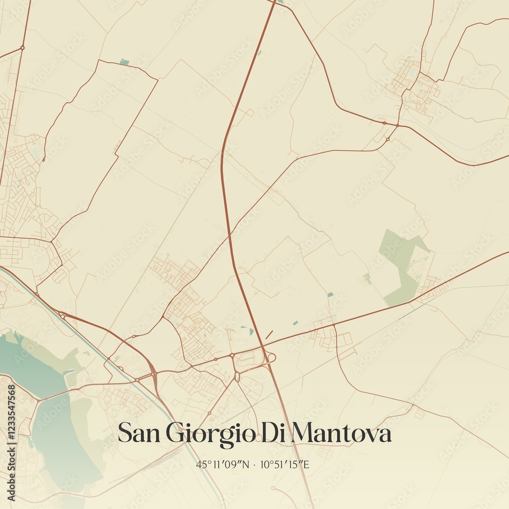 Fototapeta premium Vintage map of San Giorgio Di Mantova, Italy.