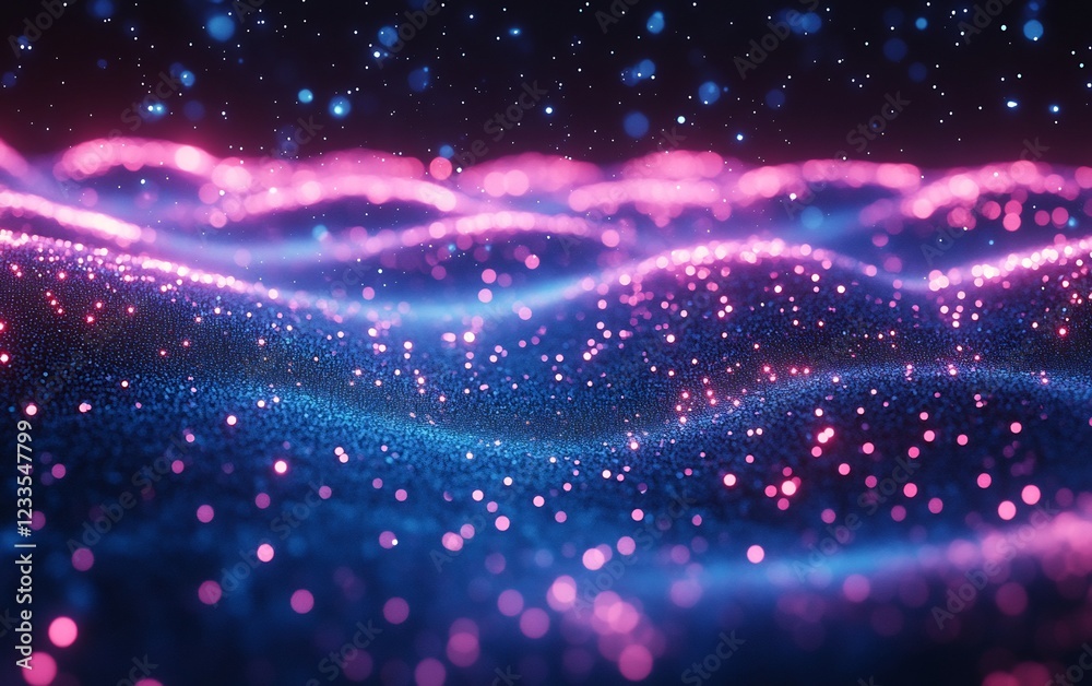 Obraz premium Abstract Glowing Particles: A Symphony of Blue and Pink