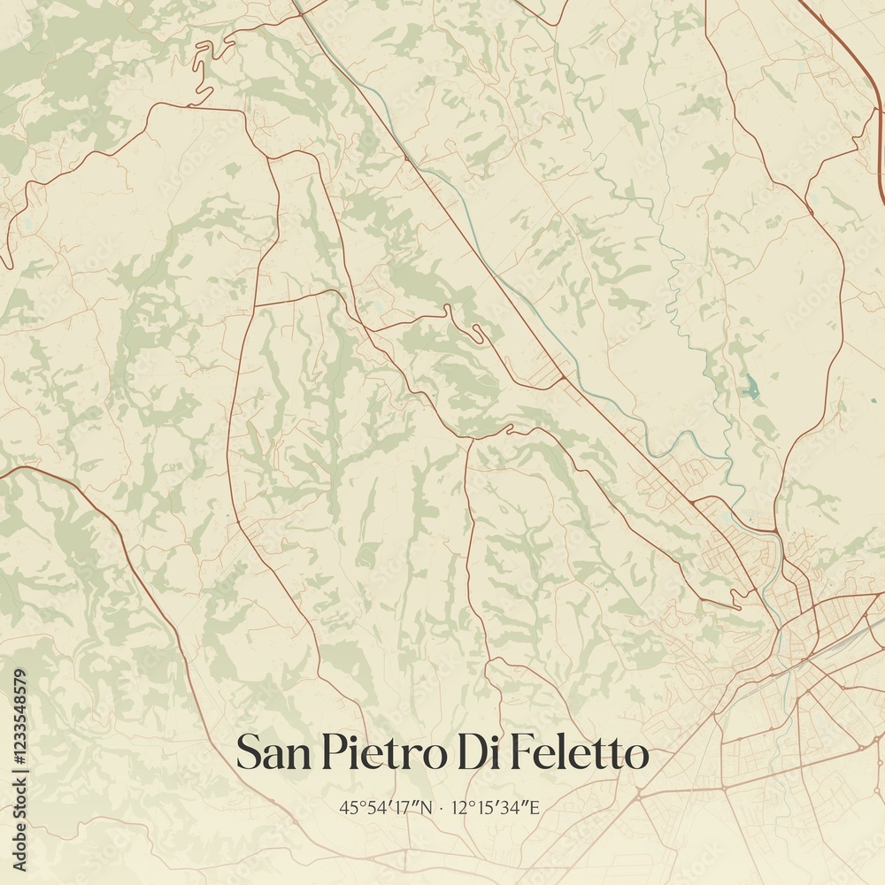 Obraz premium Vintage map of San Pietro Di Feletto, Italy.