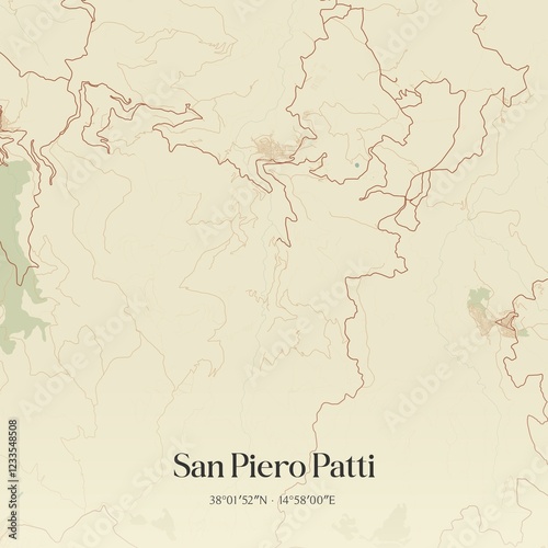 Vintage map of San Piero Patti, Italy.