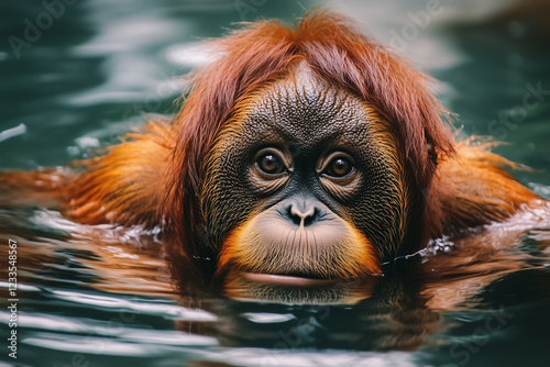Orangutan in the water