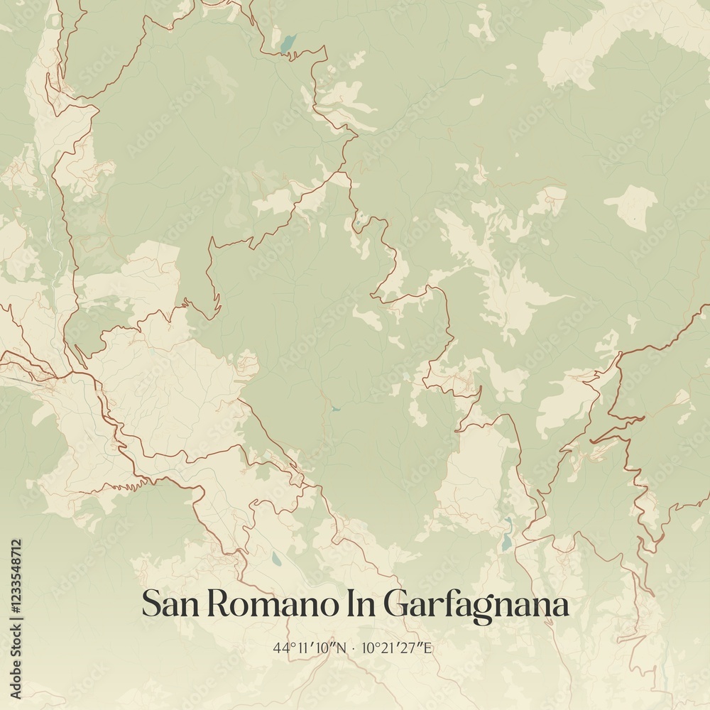 Obraz premium Vintage map of San Romano In Garfagnana, Italy.
