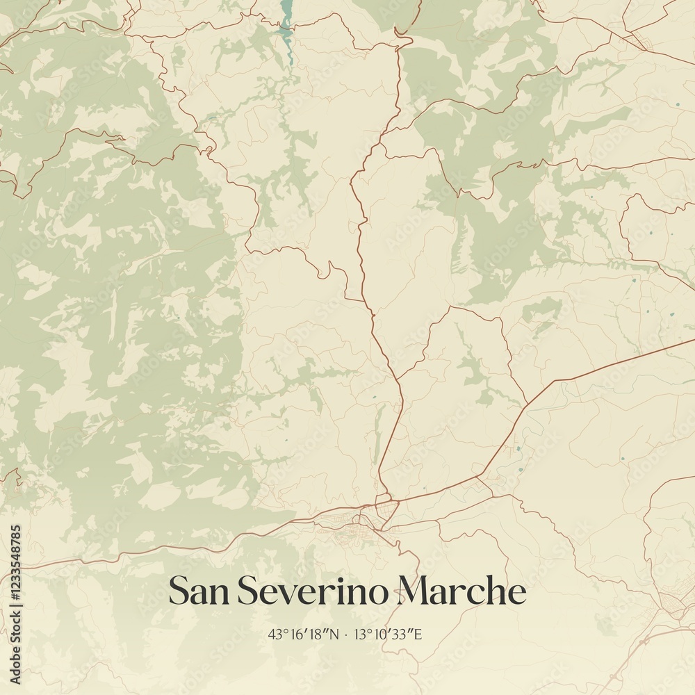 Fototapeta premium Vintage map of San Severino Marche, Italy.