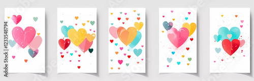 Happy Valentines Day cards sets.Createive illustration. photo