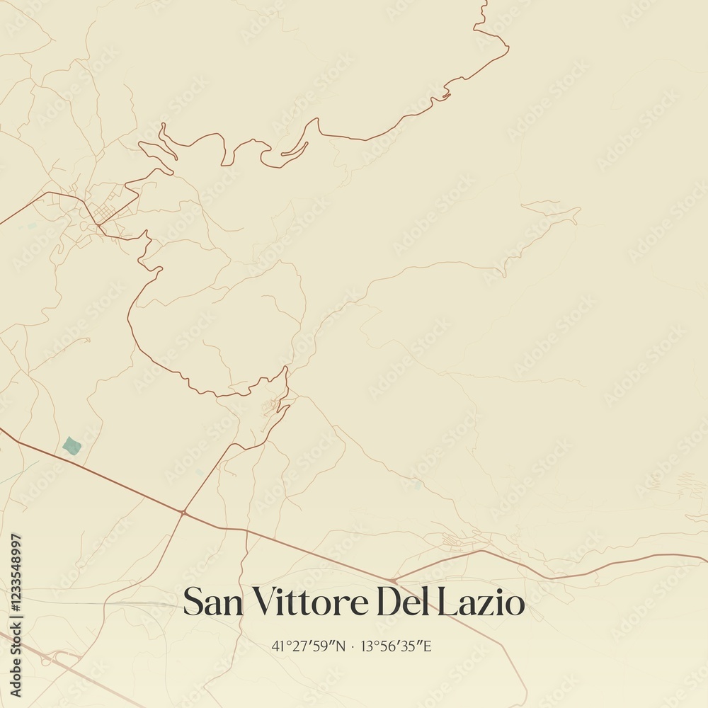 Fototapeta premium Vintage map of San Vittore Del Lazio, Italy.