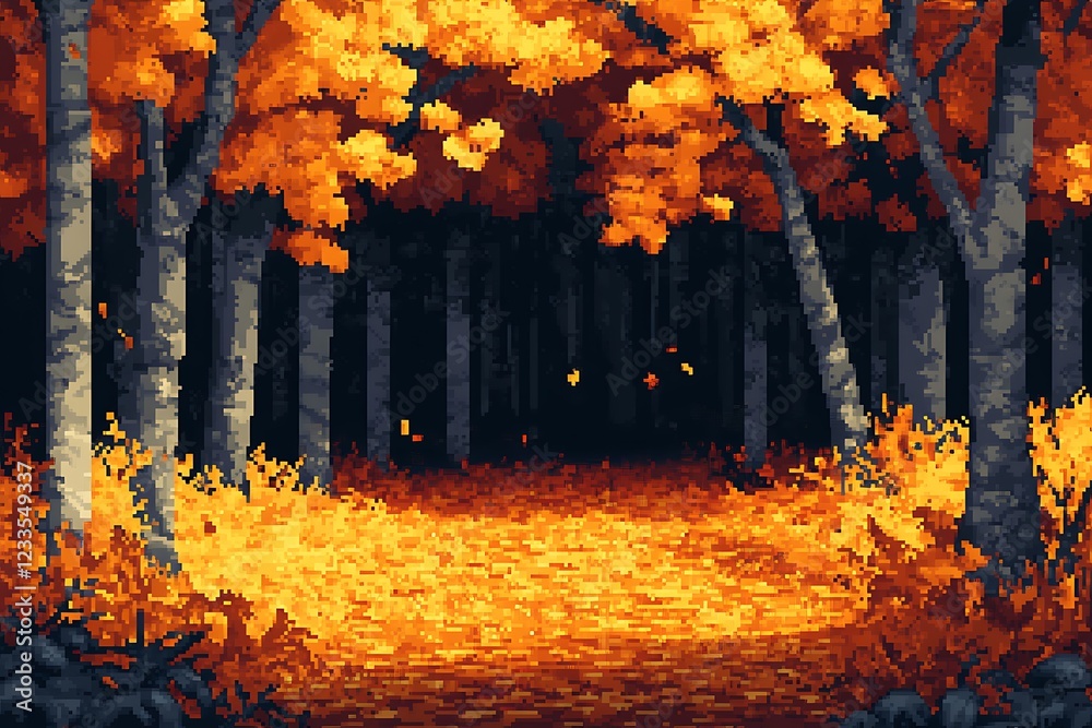 Fototapeta premium a pixel art autumn forest