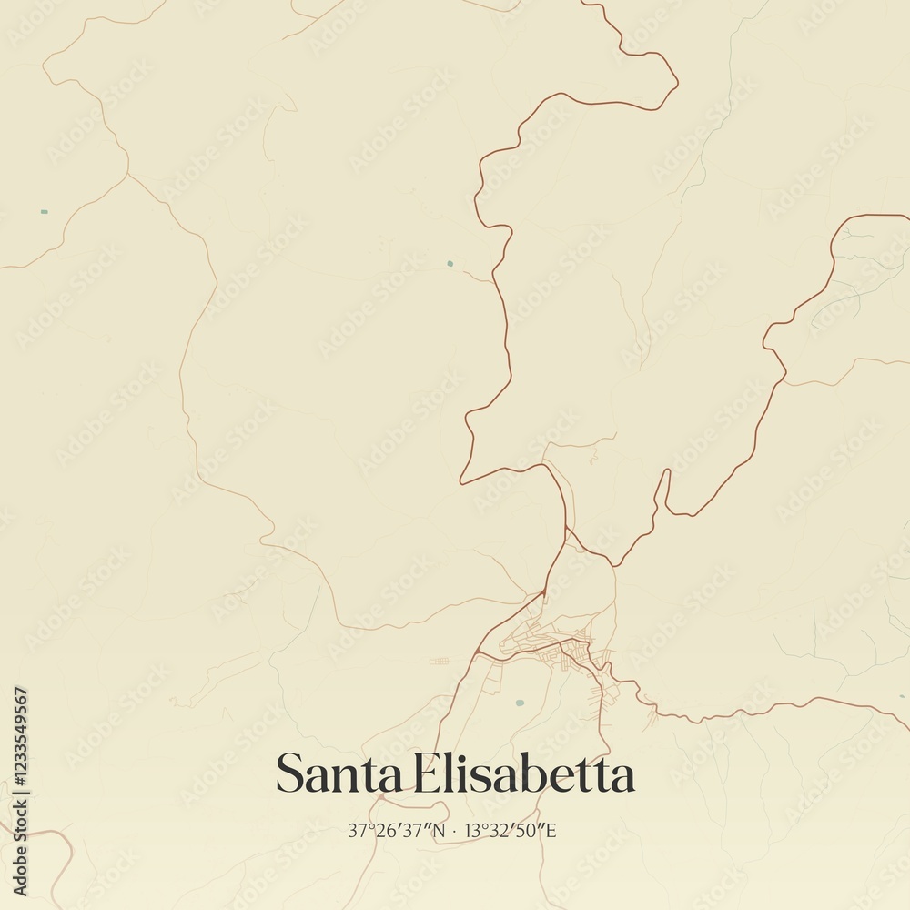 Obraz premium Vintage map of Santa Elisabetta, Italy.