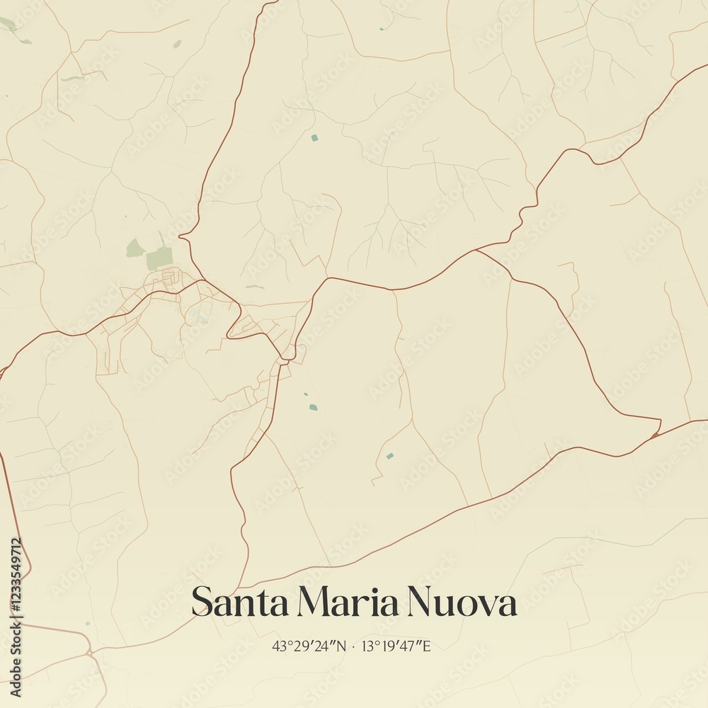 Obraz premium Vintage map of Santa Maria Nuova, Italy.