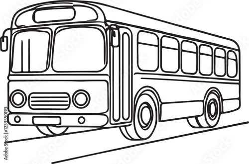 Minimalist Line Drawing of Bus Design