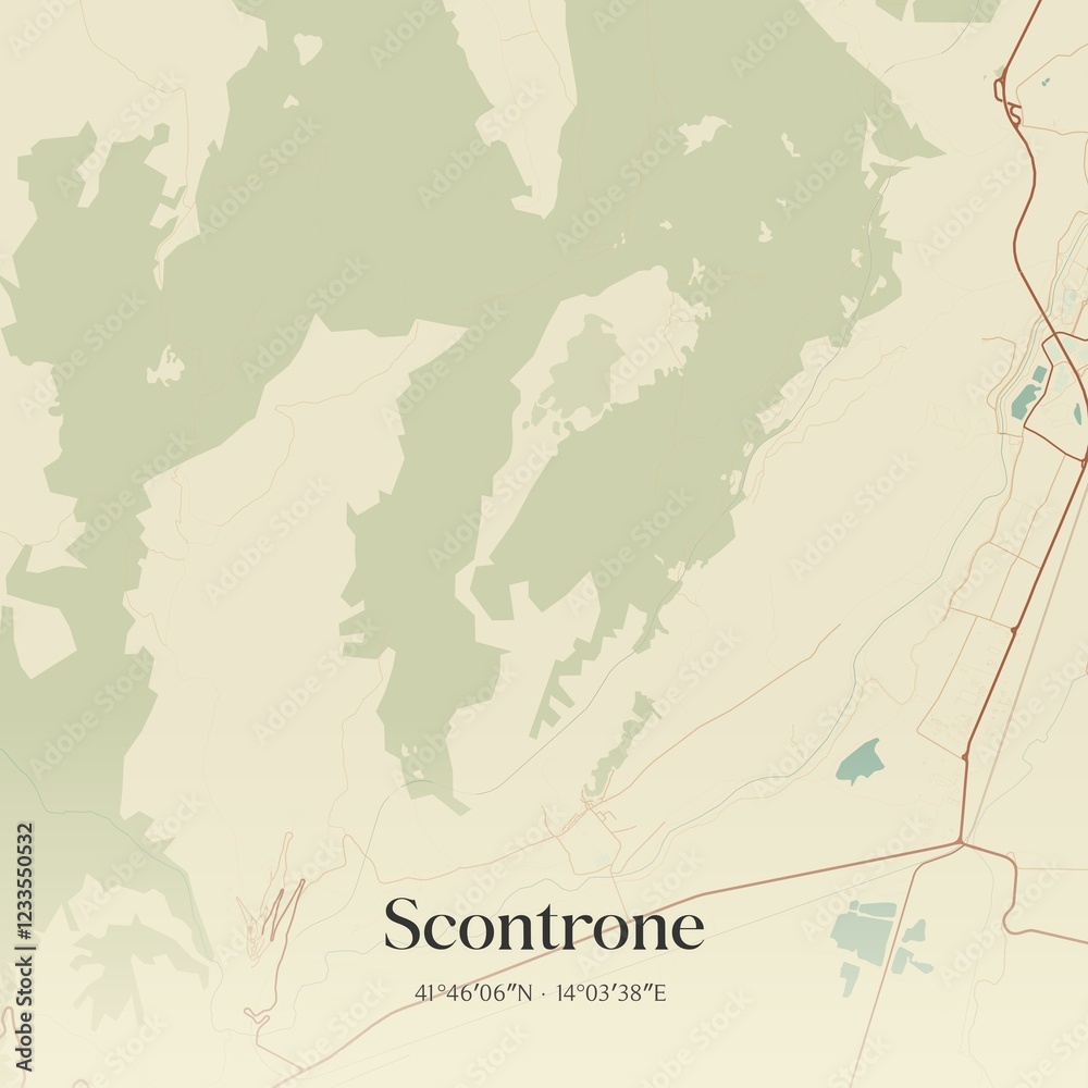 Fototapeta premium Vintage map of Scontrone, Italy.