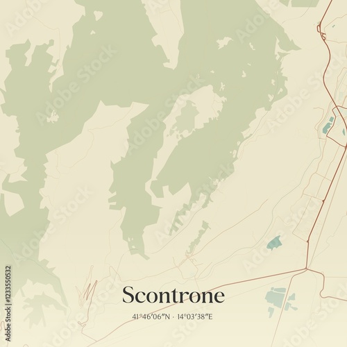 Vintage map of Scontrone, Italy.