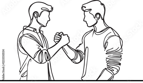 Line Drawing of Two Men Doing a Fist Bump