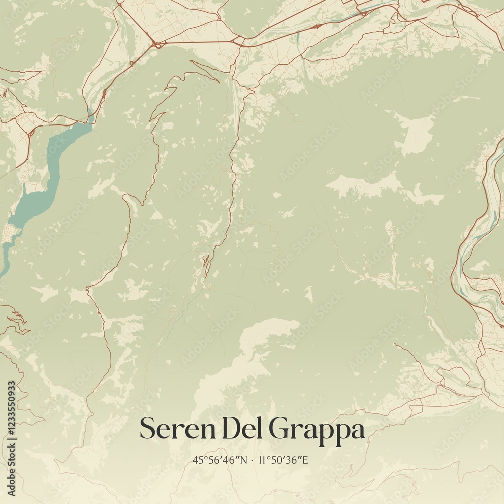 Obraz premium Vintage map of Seren Del Grappa, Italy.