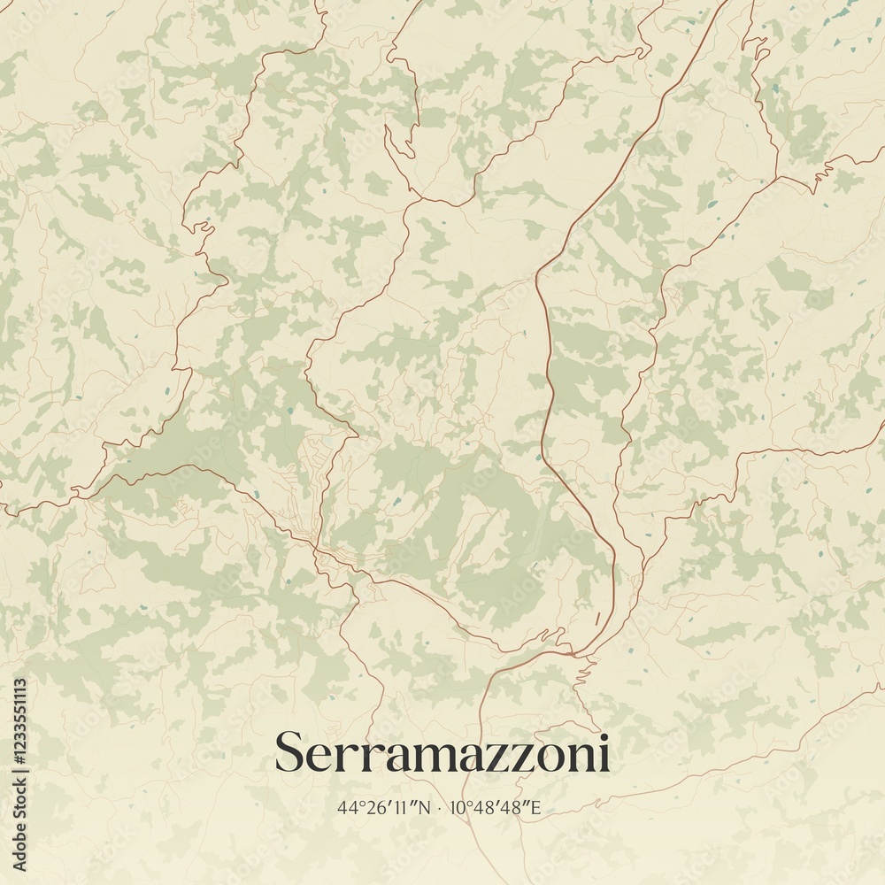 Fototapeta premium Vintage map of Serramazzoni, Italy.