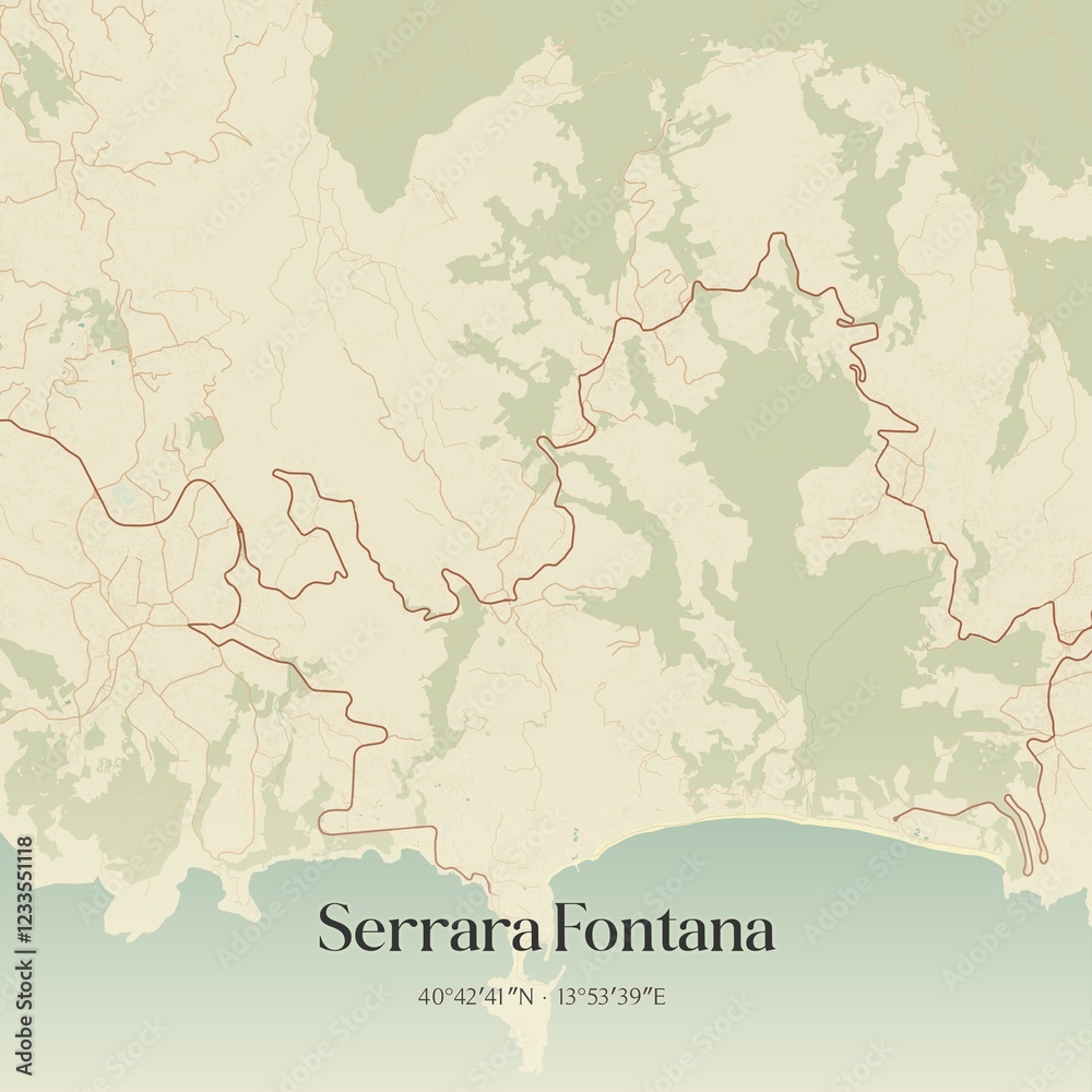 Obraz premium Vintage map of Serrara Fontana, Italy.