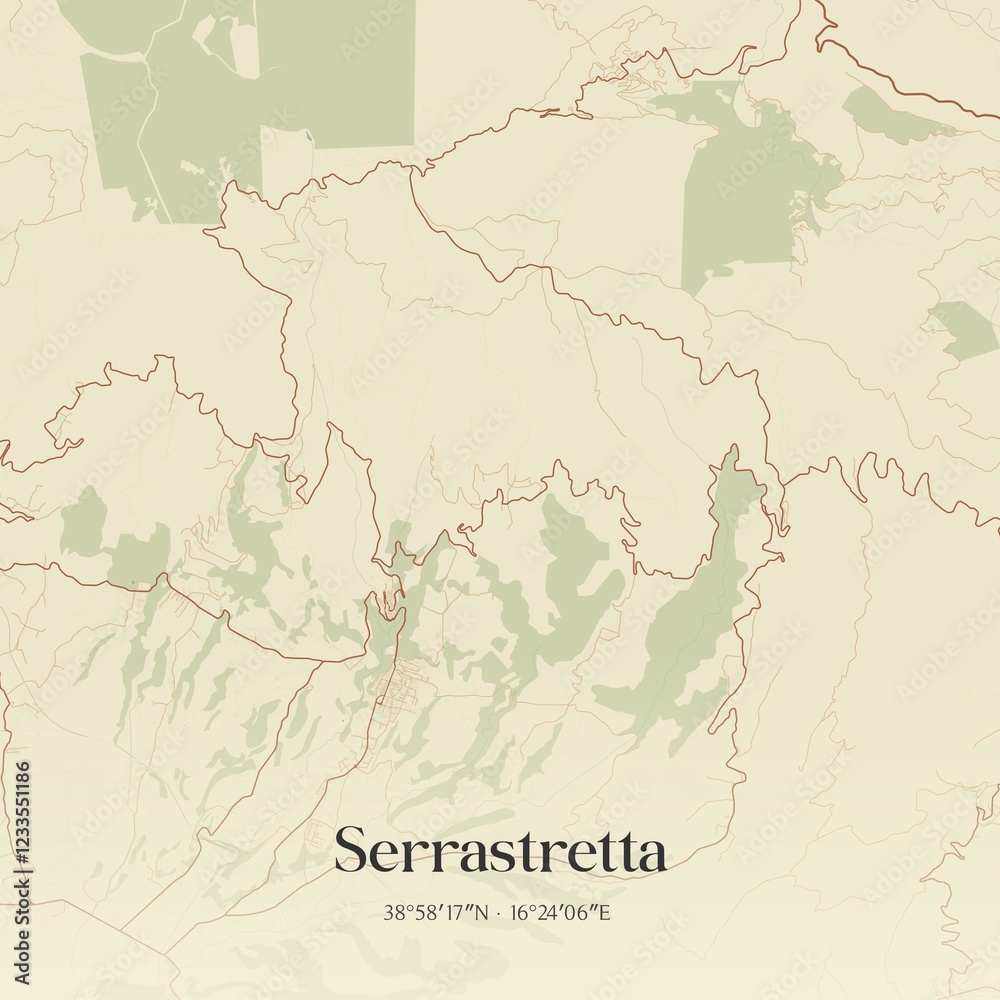 Obraz premium Vintage map of Serrastretta, Italy.