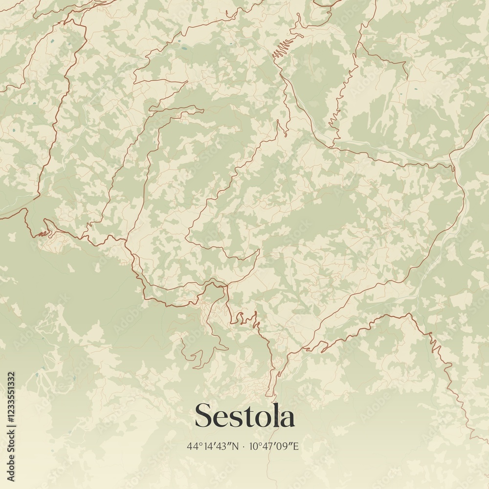 Fototapeta premium Vintage map of Sestola, Italy.