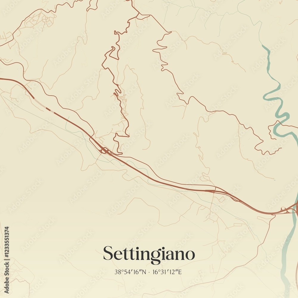 Fototapeta premium Vintage map of Settingiano, Italy.