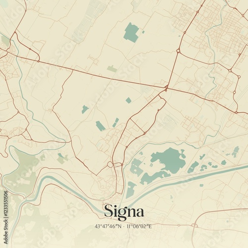 Vintage map of Signa, Italy.