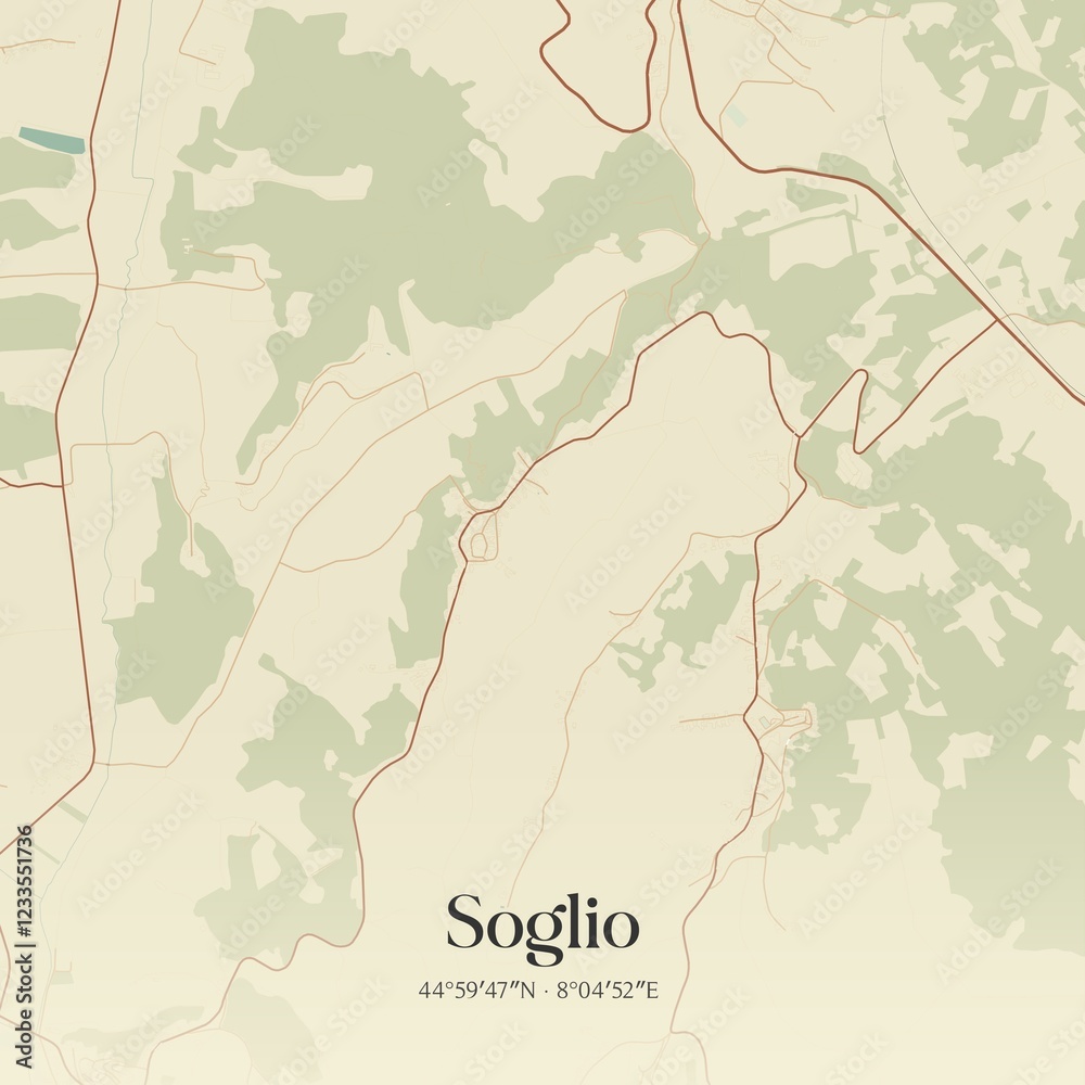 Fototapeta premium Vintage map of Soglio, Italy.