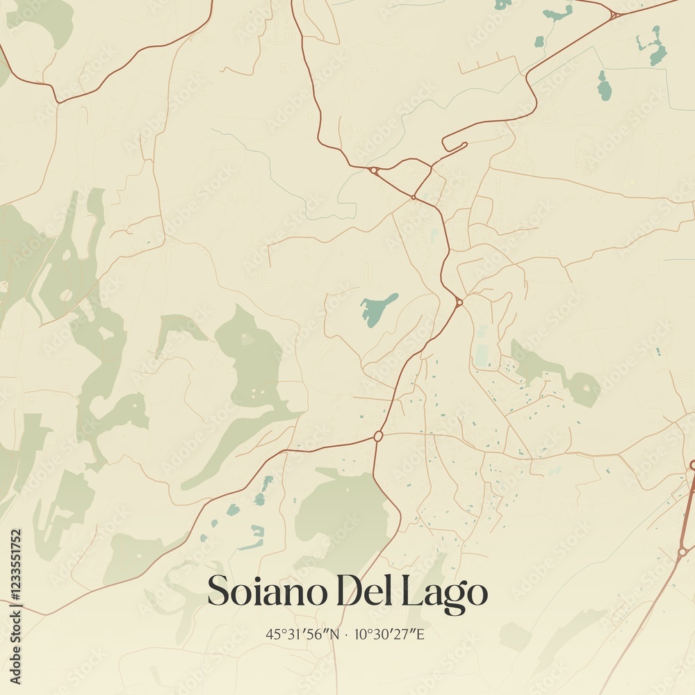 Obraz premium Vintage map of Soiano Del Lago, Italy.