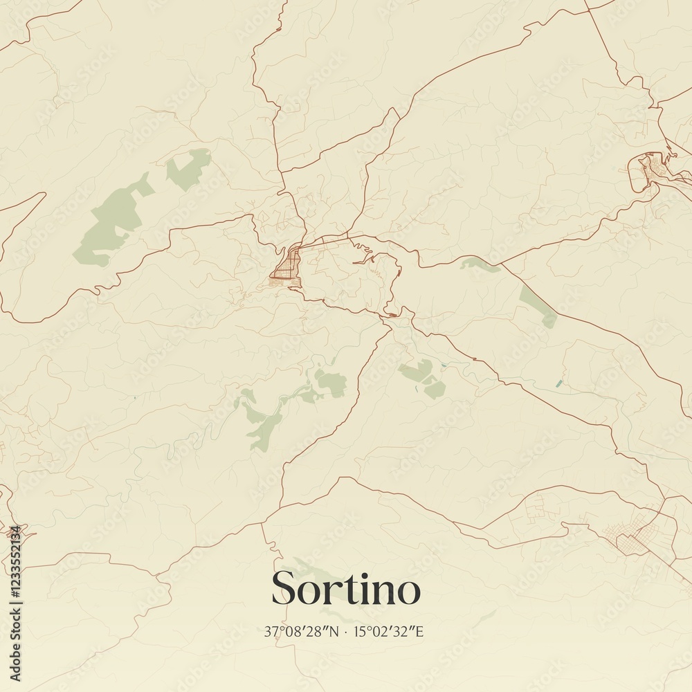 Fototapeta premium Vintage map of Sortino, Italy.