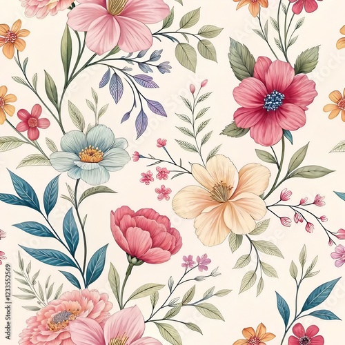 Wallpaper Mural seamless floral pattern Torontodigital.ca