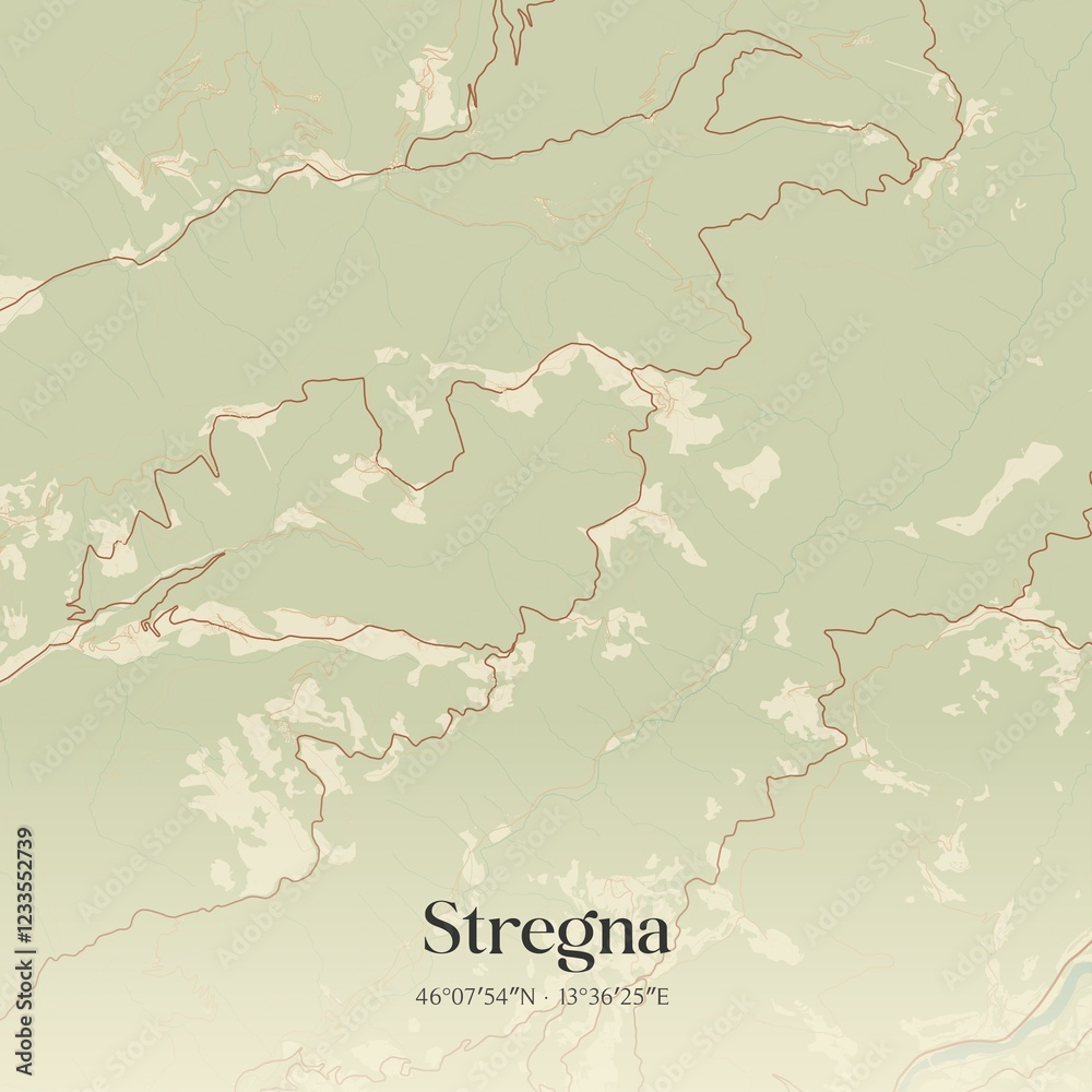 Fototapeta premium Vintage map of Stregna, Italy.