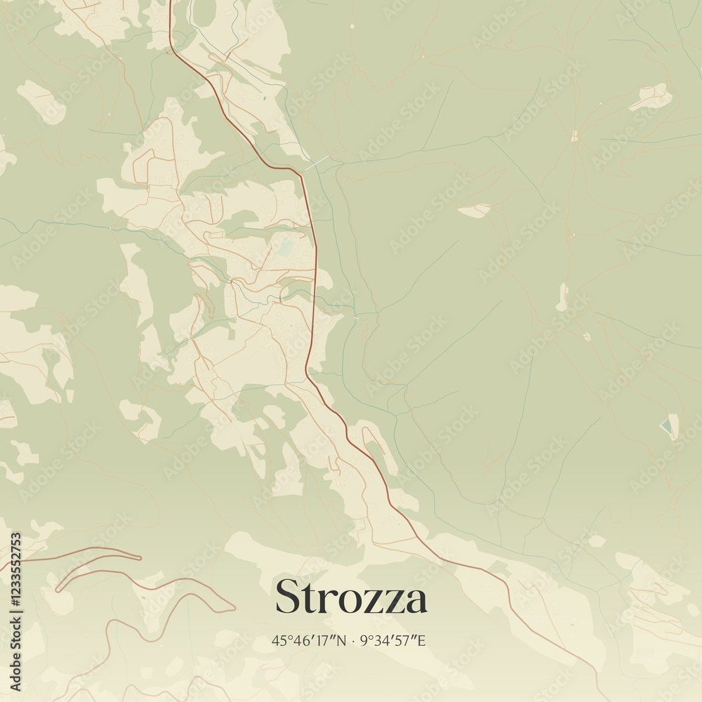 Fototapeta premium Vintage map of Strozza, Italy.