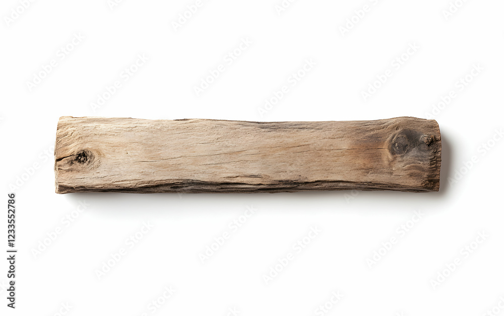 Fototapeta premium Rustic Weathered Wood Plank Isolated on White Background