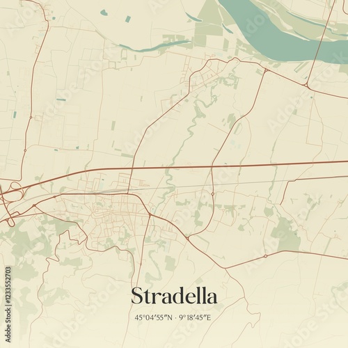 Obraz na płótnie Vintage map of Stradella, Italy. w salonie