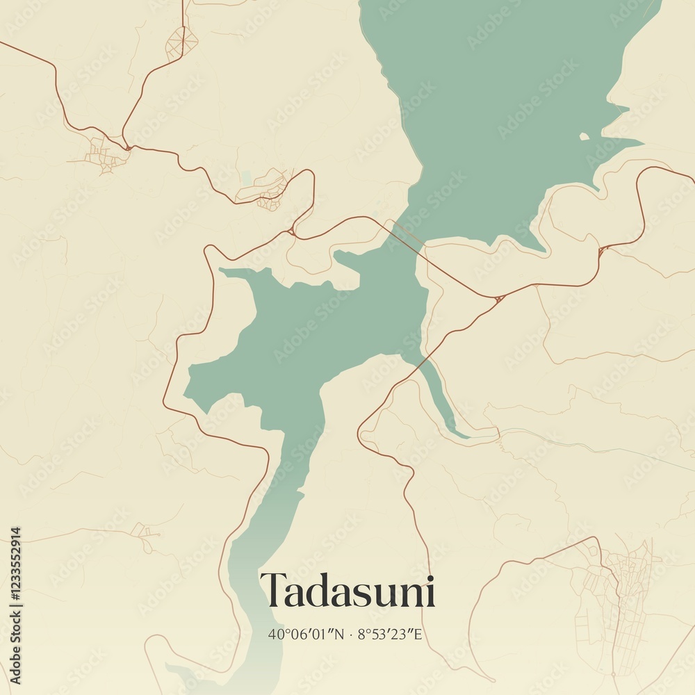 Fototapeta premium Vintage map of Tadasuni, Italy.