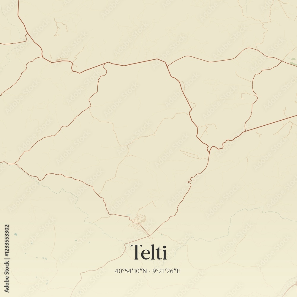 Fototapeta premium Vintage map of Telti, Italy.