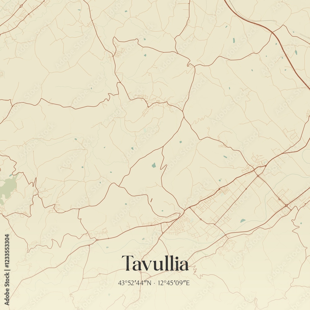 Obraz premium Vintage map of Tavullia, Italy.