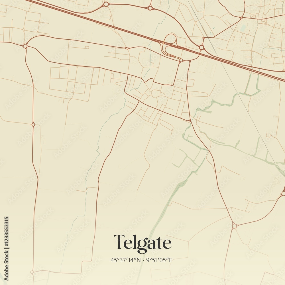 Fototapeta premium Vintage map of Telgate, Italy.