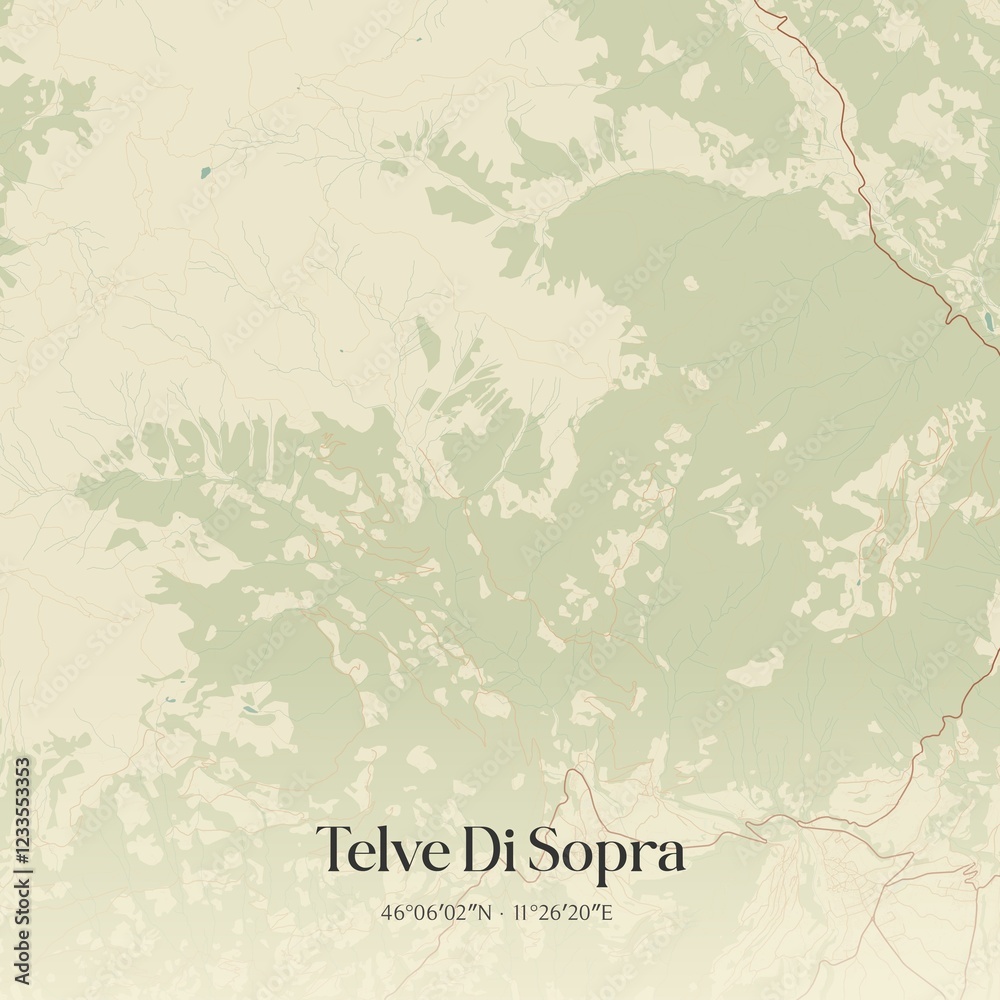 Obraz premium Vintage map of Telve Di Sopra, Italy.