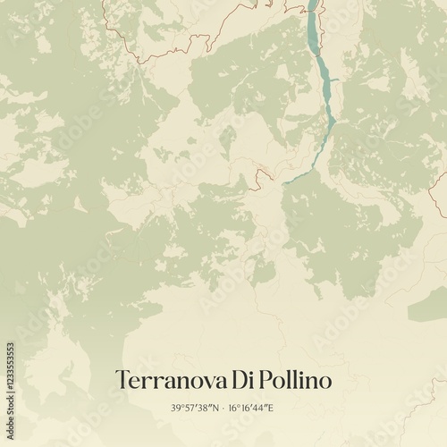 Vintage map of Terranova Di Pollino, Italy.