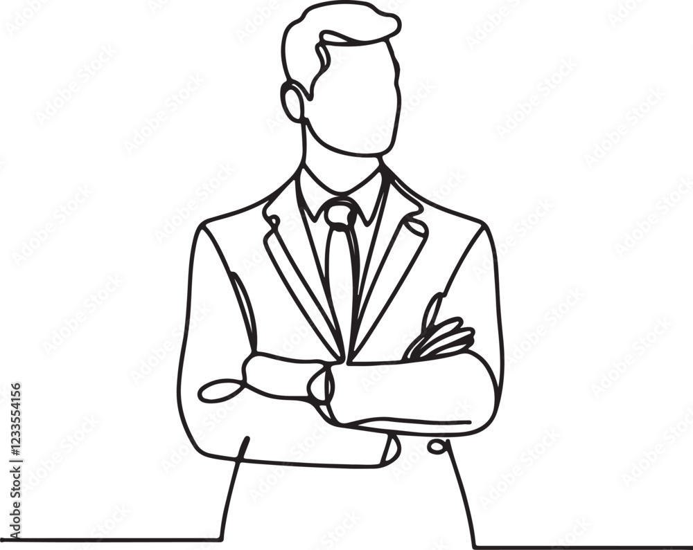 Line Drawing of a Confident Businessman Line Drawing of a Confident Businessman