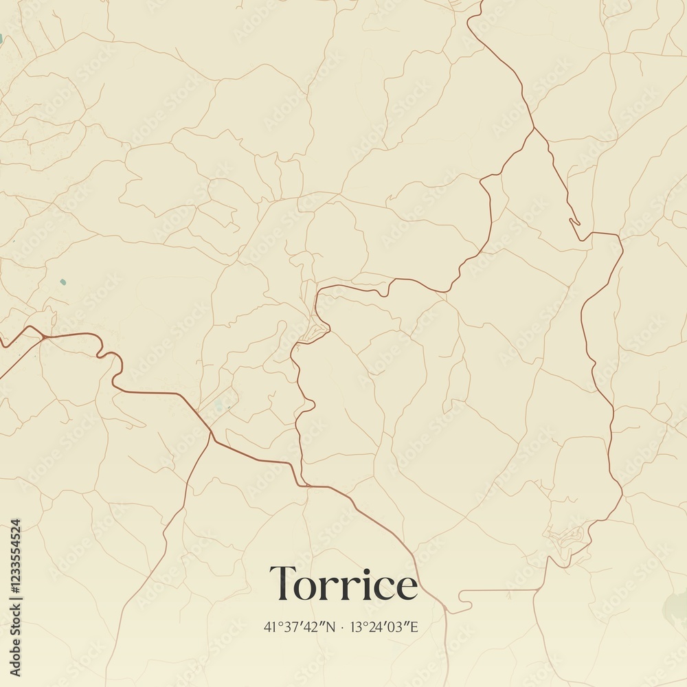 Fototapeta premium Vintage map of Torrice, Italy.