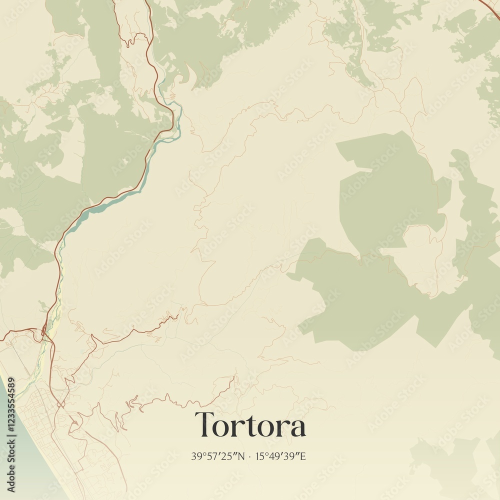 Obraz premium Vintage map of Tortora, Italy.